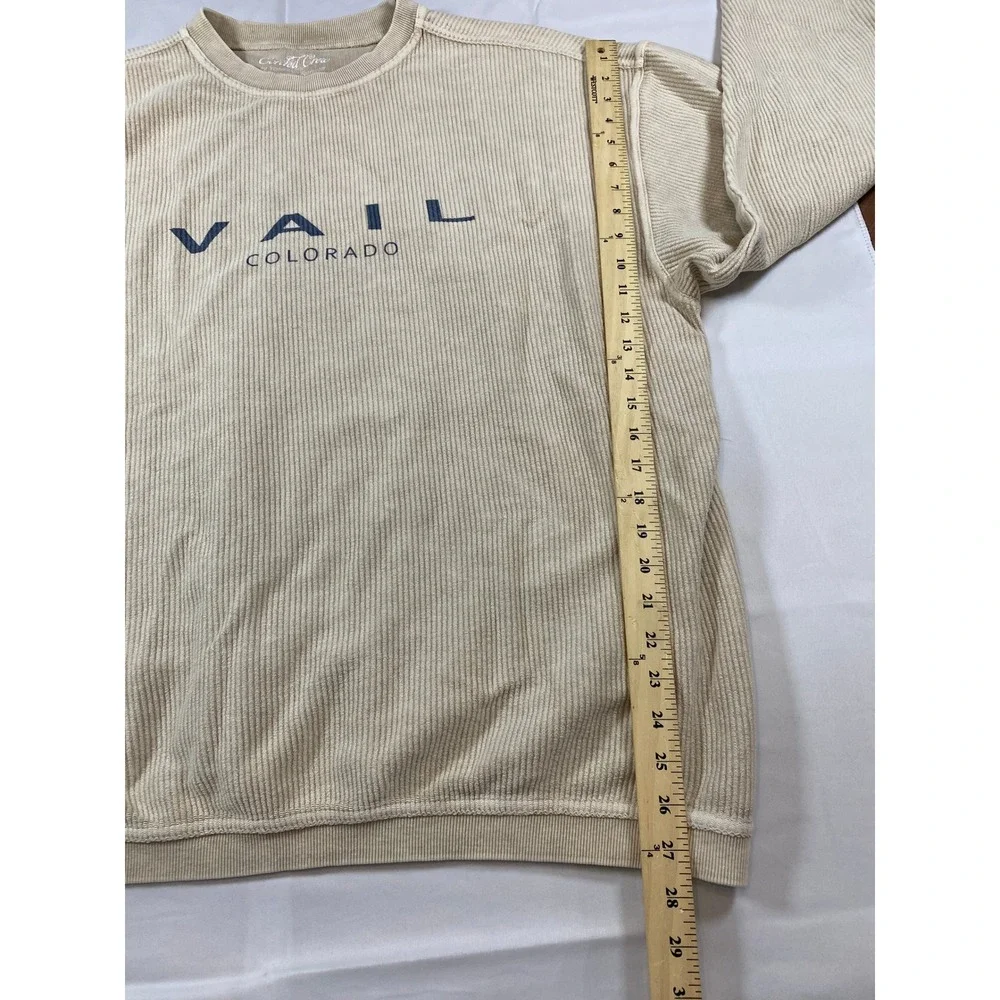 Corded Crew Vail Colorado Sweatshirt Tan Ribbed Cotton Pullover XL